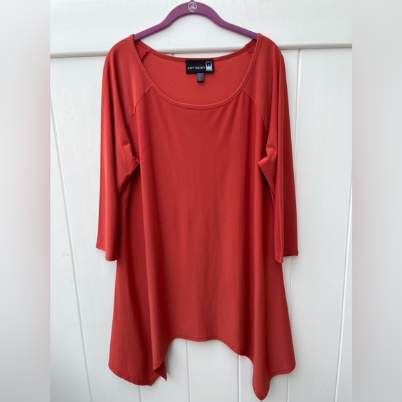 Antthony Orange Sharkbite-Hem Casual Tunic Top size X-Large - Picture 4 of 9